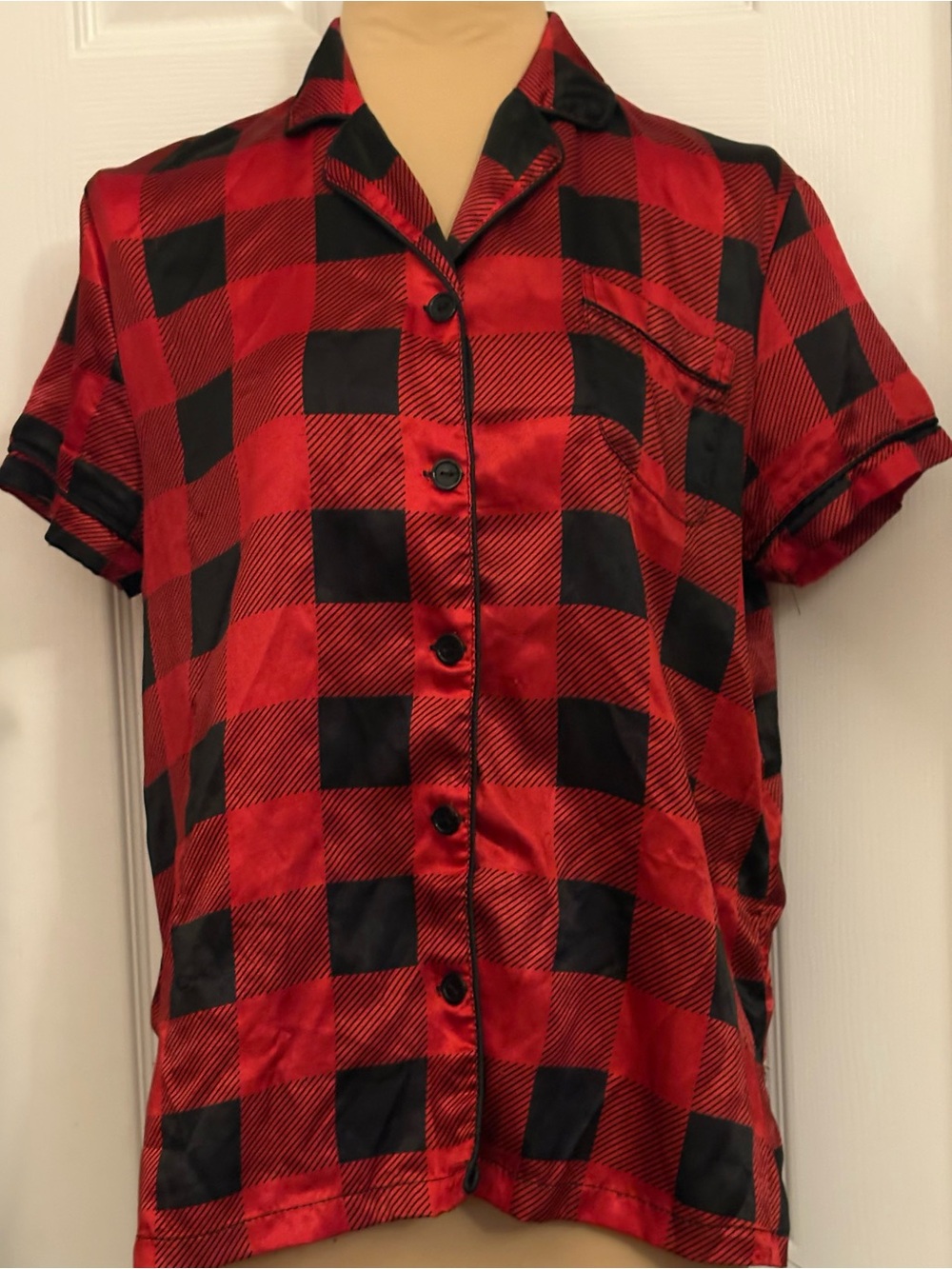 Women’s Red and Black buffalo plaid pajama top